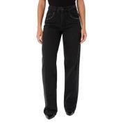 Co'Couture Studded Straight Fit Jeans Black, Dam