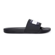 Tommy Jeans Stiliga tryckta gummisula tofflor Black, Herr