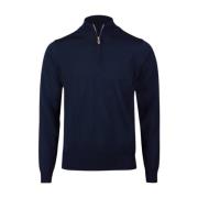 Stenströms Klassisk Merinoull Half Zip Tröja Blue, Herr