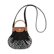 Longchamp Svart Mesh Axelväska Kvinna Black, Dam