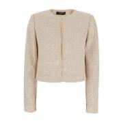 Twinset Beige Sequin Jacka med Faux-Pärldekorationer Beige, Dam