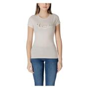 Guess Avslappnad Rund Hals T-shirt Beige, Dam