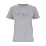 Fendi Logotyp Bomull T-shirt Kvinnor Italien Gray, Dam