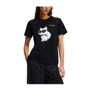 Karl Lagerfeld T-shirt Ikon Aquarelle Black, Dam