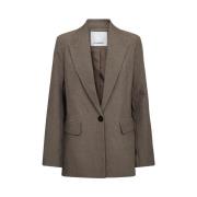 Co'Couture Nana Blazer med Reverskrage och Axelvaddar Brown, Dam