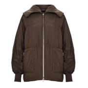 Cesare Gaspari Shearling-Krage Pufferjacka - Choklad Brown, Dam