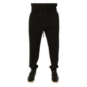 Dolce & Gabbana Svarta Bomull Jogger Sweatpants med Logo Black, Herr