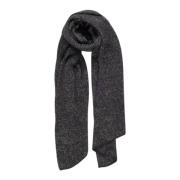 Pieces Textured Stickad Scarf med Lurex Black, Dam