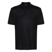 Brioni Ull Polo Skjorta 2 Knappar Blue, Herr