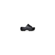 Crocs Svarta plattforms slides för kvinnor Black, Dam