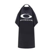 Balenciaga Ikonisk Monogram Bomullsklänning med Bara Axlar Black, Dam