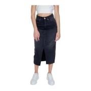 VERO MODA Svart Denimkjol Fram Slits Black, Dam