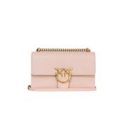 PINKO Classic Love One Simply DC Rosa Läder Väska Pink, Dam