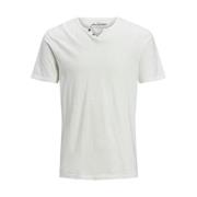 Jack & Jones Kräm Flammad Bomull Henley T-Shirt Beige, Herr