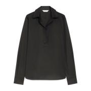 Max Mara Bomullsskjorta med V-ringning Black, Dam