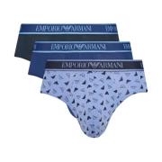 Emporio Armani Blå Bomullsbriefs Paket Blue, Herr