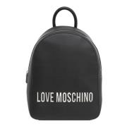 Love Moschino Stilig bokstavryggsäck med dragkedja Black, Dam