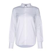 Brunello Cucinelli Bomull Poplin Skjorta med Monili Trim White, Dam