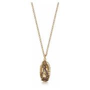 Nialaya Men&#39;s Gold Necklace with Our Lady of Guadalupe Pendant Yel...