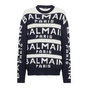 Balmain Tröja broderad med Paris-logotyp Black, Herr