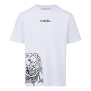 Iceberg Normal passform vit T-shirt med SpongeBob-tryck i jersey White...