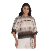 Frank Lyman Beige/Brown Blus med Knutdetalj Multicolor, Dam