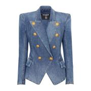 Balmain 8-knappig jeansjacka Blue, Dam