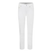 Cambio Kort Broderad Jeans White, Dam