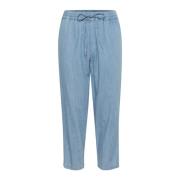 Kaffe Cropped Chambray Byxor Blue, Dam