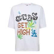 GCDS Multifärgad High Print Oversized T-shirt White, Herr