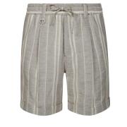 Paolo Pecora Randig Dragsko Bermuda Shorts Beige, Herr