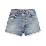 Dondup Stella Regular Fit Hög Midja Denim Shorts Blue, Dam