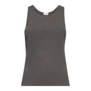 Saint Laurent Grå Bomull Tank Top med Cassandre Broderi Gray, Dam