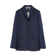 Max Mara Linne blazer jacka med revers krage Blue, Dam