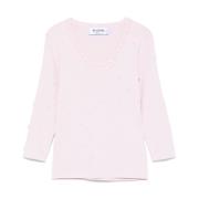 Blugirl Rosa Stickad Tröja Scoop Hals Pink, Dam