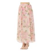 Max Mara Elegant Ivory Floral Långkjol Multicolor, Dam