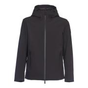 Woolrich Svart huva jacka med logopatch Black, Herr