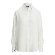 Polo Ralph Lauren Vit Linne Oversized Skjorta med Pony Broderi White, ...