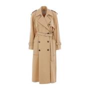 Dries Van Noten Beige Dubbelknäppt Trenchcoat Beige, Dam