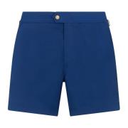 Tom Ford Blå Simshorts med Elfenbenspiping Blue, Herr