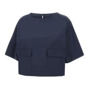 KAOS Midnight Blue Poplin Blouse Blue, Dam