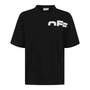 Off White Svart T-shirt med snygg fronttryck Black, Herr