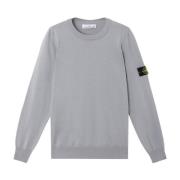 Stone Island Mjuk Bomull Stickad Crewneck Tröja Gray, Herr