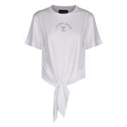 Emporio Armani Bomull Crew-neck T-shirt med Front Knot Detalj White, D...