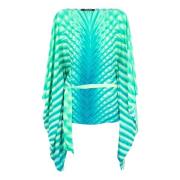 Roberto Cavalli Grön Kaftan Klänning med All-Over Print Green, Dam