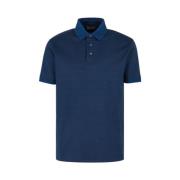 Emporio Armani Blå Jersey Polo Skjorta med All-Over Bokstäver Blue, He...