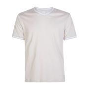 Eleventy V-ringad Bomull Jersey T-shirt Beige, Herr