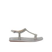 ALMA EN PENA Platt sandal juvel detaljer Gray, Dam