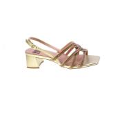 Bibi Lou Platinum Strass Sandal med Fotledsrem Yellow, Dam