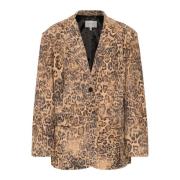 Gestuz Leopardmönstrad Skinnblazer Jacka Brown, Dam